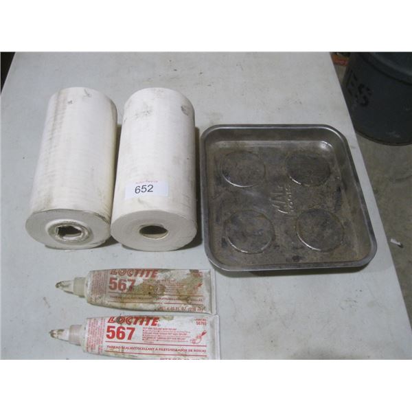 loctite 567 pipe sealant, tool tray, papertowels