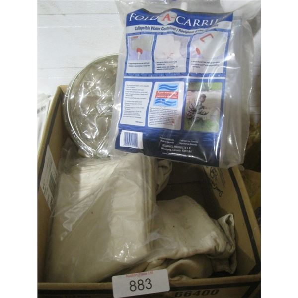 collapsible water container, fabric bags