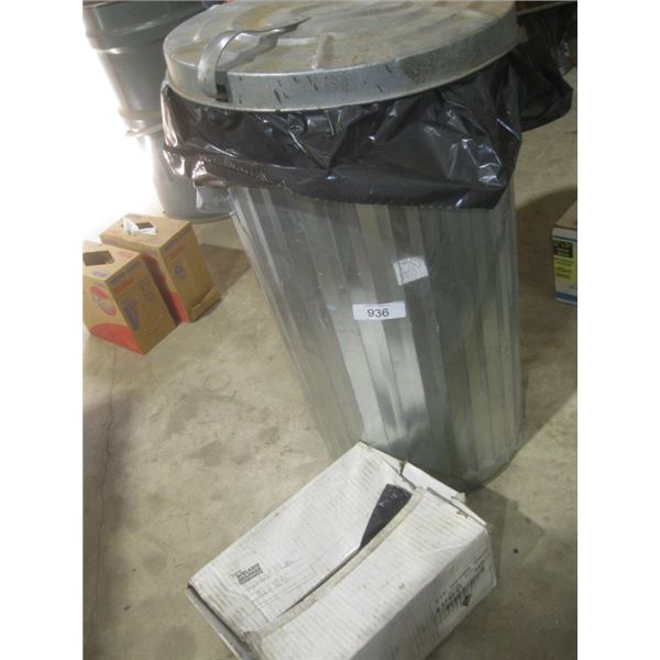 metal garbage bin, garbage bags