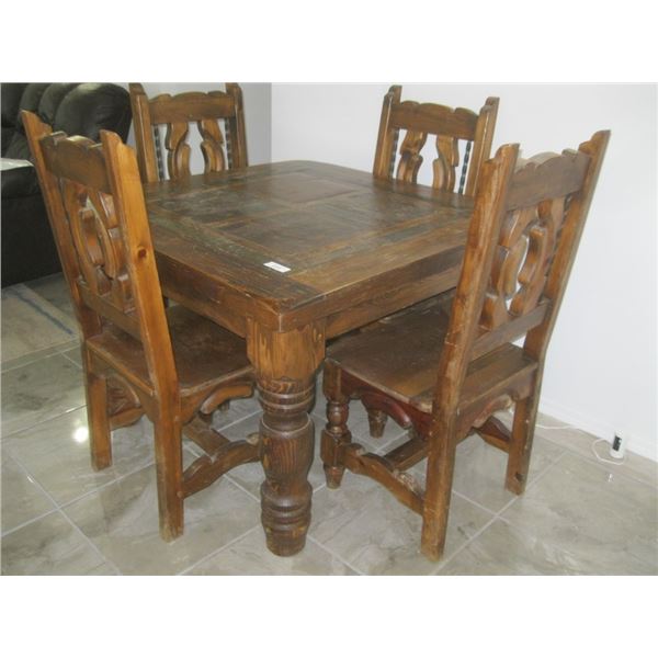 wooden table & chairs 42" x 42" x 31"