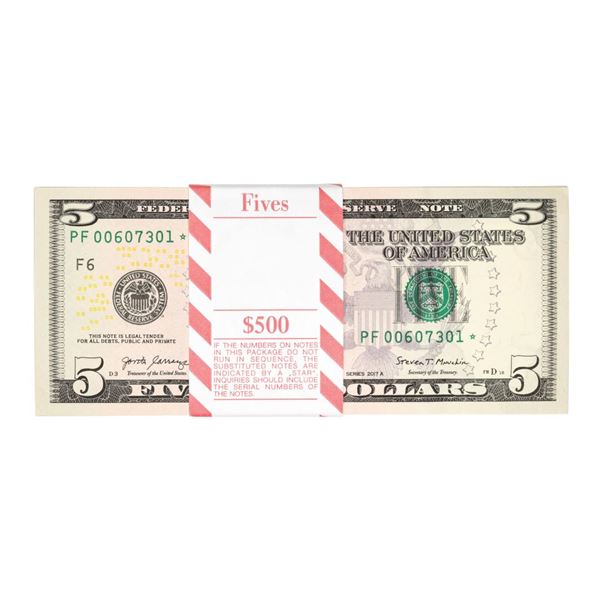 Pack of (100) Consecutive 2017A $5 Federal Reserve STAR Notes Atlanta