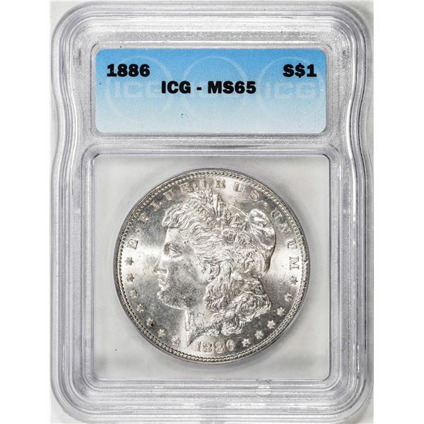 1886 $1 Morgan Silver Dollar Coin ICG MS65