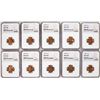 Image 1 : Lot of (10) 1942-D Lincoln Wheat Cent Coins NGC MS67RD
