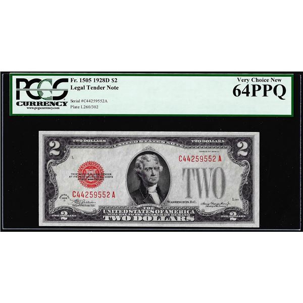 1928D $2 Legal Tender Note Fr.1505 PCGS Very Choice New 64PPQ