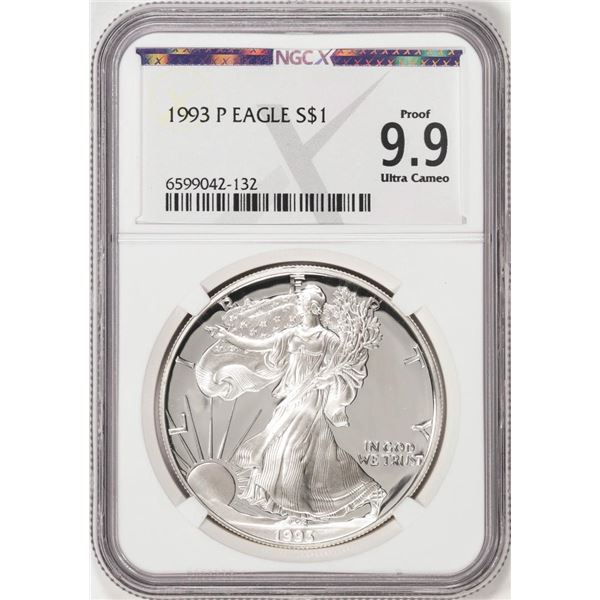 1993-P $1 Proof American Silver Eagle Coin NGCX Proof 9.9 Ultra Cameo