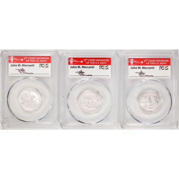 Set of (3) 2017-S Proof National Parks Quarter Coins PCGS PR70DCAM FDOI Mercanti