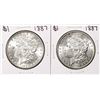 Image 1 : Lot of (2) 1887 $1 Morgan Silver Dollar Coins