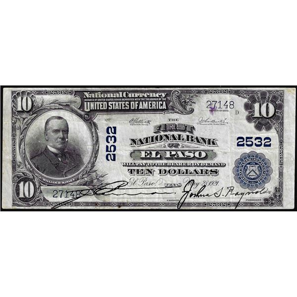 1902PB $10 First National Bank of El Paso, Texas CH# 2532 National Currency Note