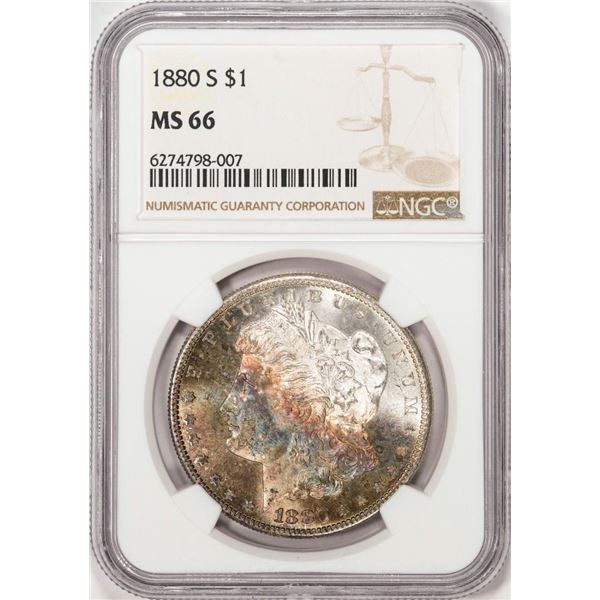 1880-S $1 Morgan Silver Dollar Coin NGC MS66 Great Toning