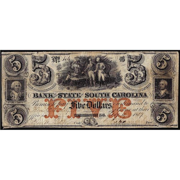1859 $5  The State Bank of South Carolina Charleston, SC Obsolete Bank Note