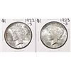 Image 1 : Lot of 1922-S & 1923-S $1 Peace Silver Dollar Coins