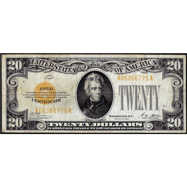 1928 $20 Gold Certificate Note