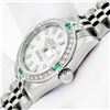Image 7 : Rolex Ladies Stainless Steel White Index Emerald and Diamond Datejust Wristwatch