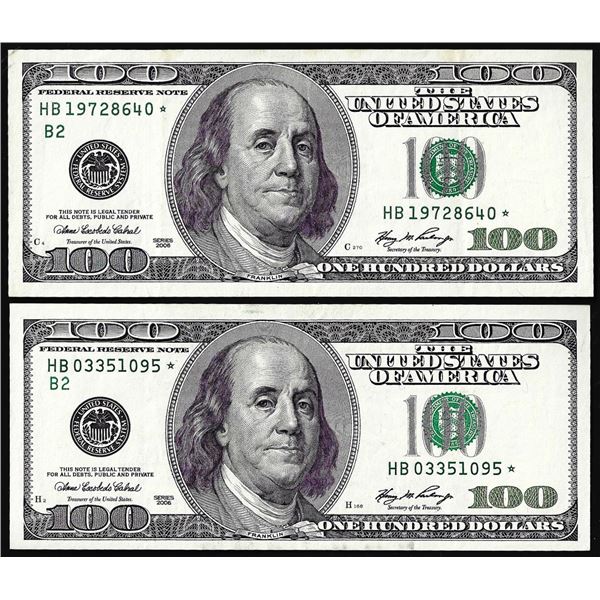 Lot of (2) 2006 $100 Federal Reserve Star Notes