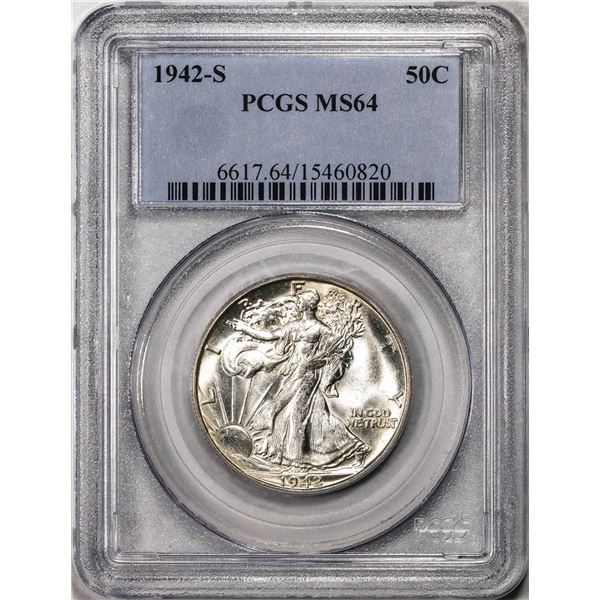 1942-S Walking Liberty Half Dollar Coin PCGS MS64