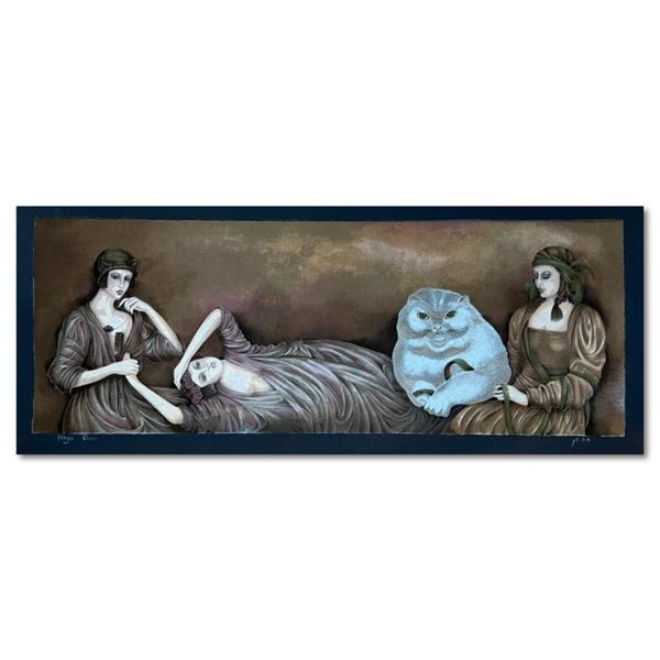 Haya Ran "The White Cat" Limited Edition Serigraph On Paper