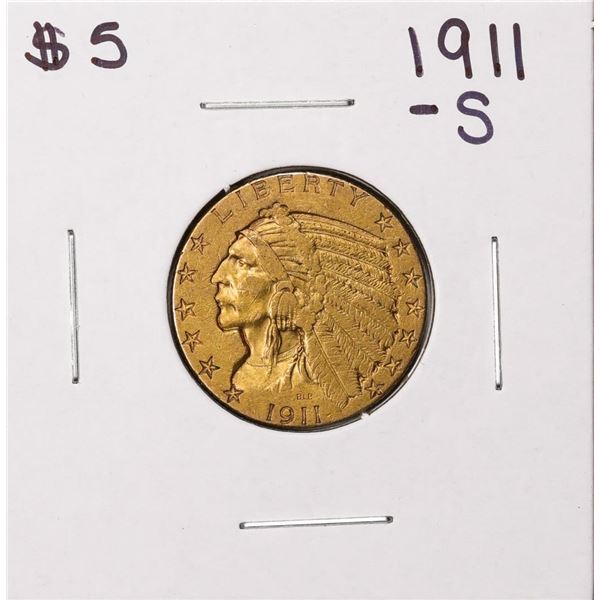 1911-S $5 Indian Head Half Eagle Gold Coin