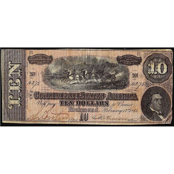 1864 $10 Confederate States of America Note