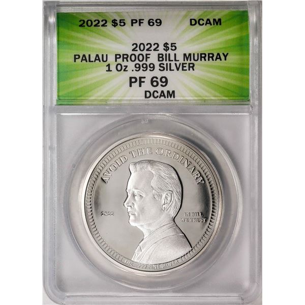 2022 $5 Palau Proof Bill Murray Silver Coin ANACS PF69DCAM