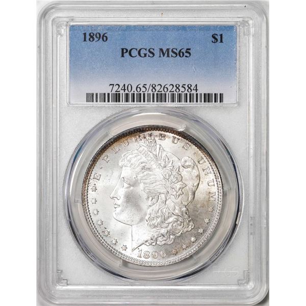 1896 $1 Morgan Silver Dollar Coin PCGS MS65