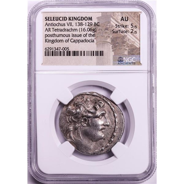Ancient Seleucid Kingdom 138-129 BC Antiochus VII Tetradrachm Cappadocia Coin NGC AU