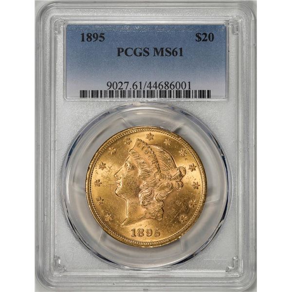 1895 $20 Liberty Head Double Eagle Gold Coin PCGS MS61