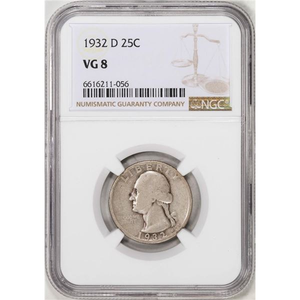 1932-D Washington Quarter Coin NGC VG8
