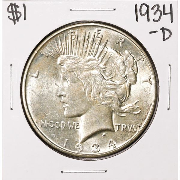 1934-D $1 Peace Silver Dollar Coin