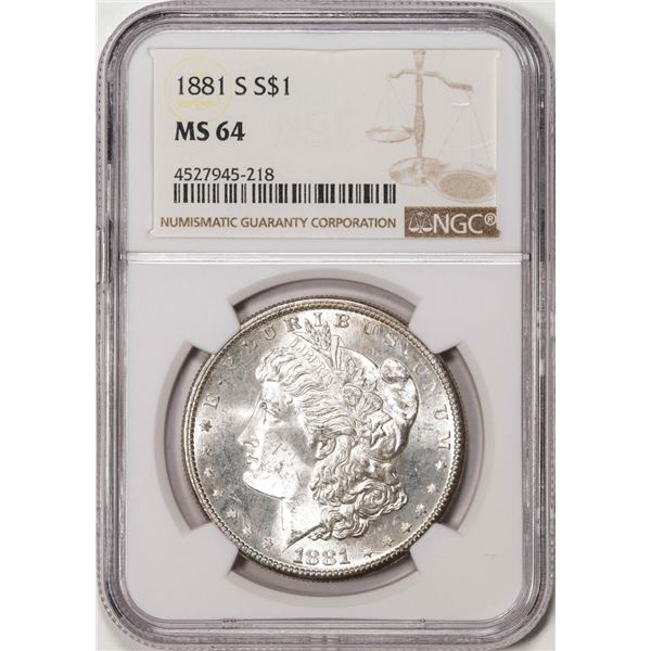 1881-S $1 Morgan Silver Dollar Coin NGC MS64
