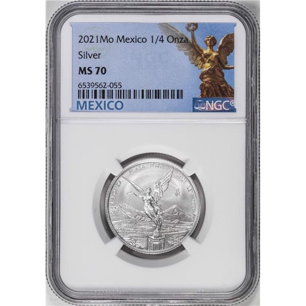 2021-Mo Mexico 1/4 oz Silver Libertad Coin NGC MS70