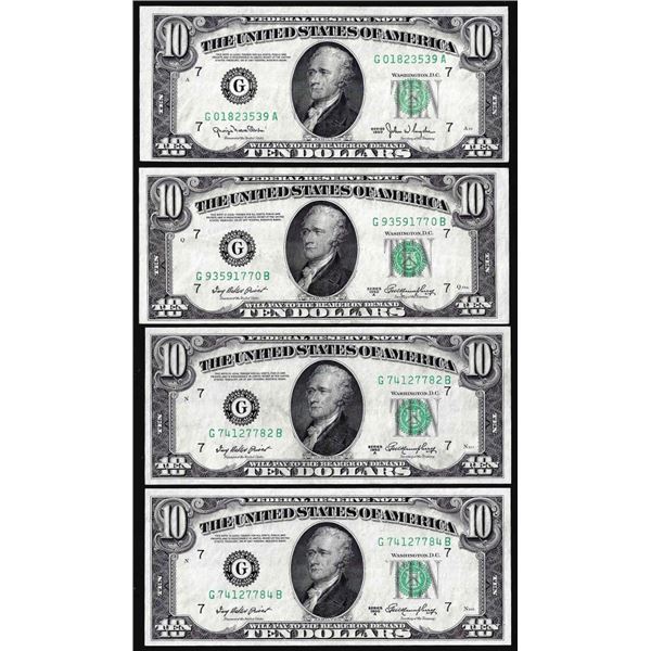 Lot of (4) 1950 $10 Federal Reserve Notes Chicago