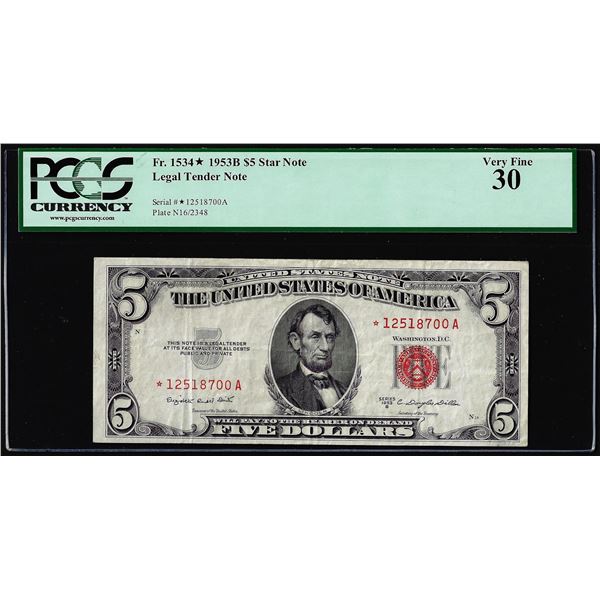 1953B $5 Legal Tender STAR Note Fr.1534* PCGS Very Fine 30