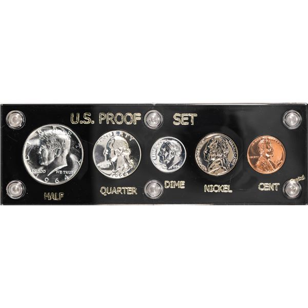 1964 (5) Coin Proof Set w/ Accented Hair Half Dollar
