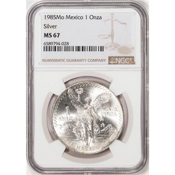 1985Mo Mexico 1 Onza Libertad Silver Coin NGC MS67
