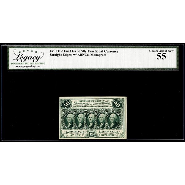 1862 First Issue 50 Cents Fractional Currency Note Fr.1312 Legacy Choice About New 55