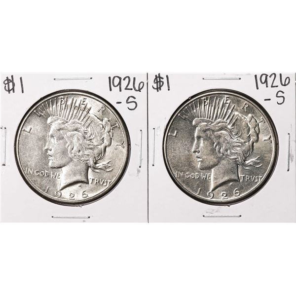Lot of (2) 1926-S $1 Peace Silver Dollar Coins