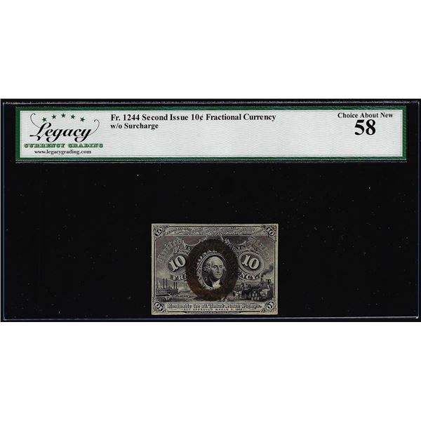 1863 Second Issue 10 Cents Fractional Note Fr.1244 Legacy Choice About New 58