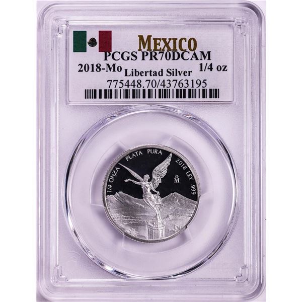 2018-Mo Mexico Proof 1/4 oz Silver Libertad Coin PCGS PR70DCAM