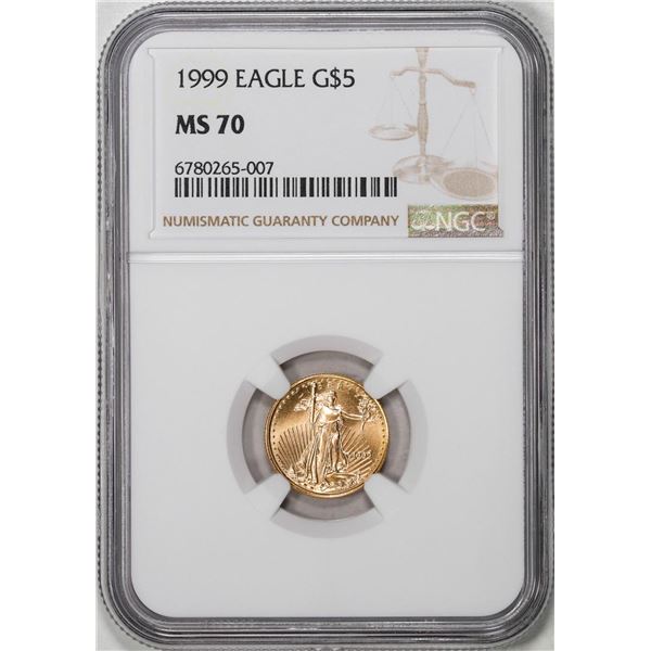 1999 $5 American Gold Eagle Coin NGC MS70