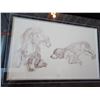 Image 2 : Charcoal Print? Two Dogs By Mol Lero? 1960 25 1/2"W X 19"H