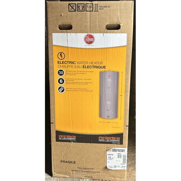 RHEEM WATER HEATER - 178 L - NEW IN BOX