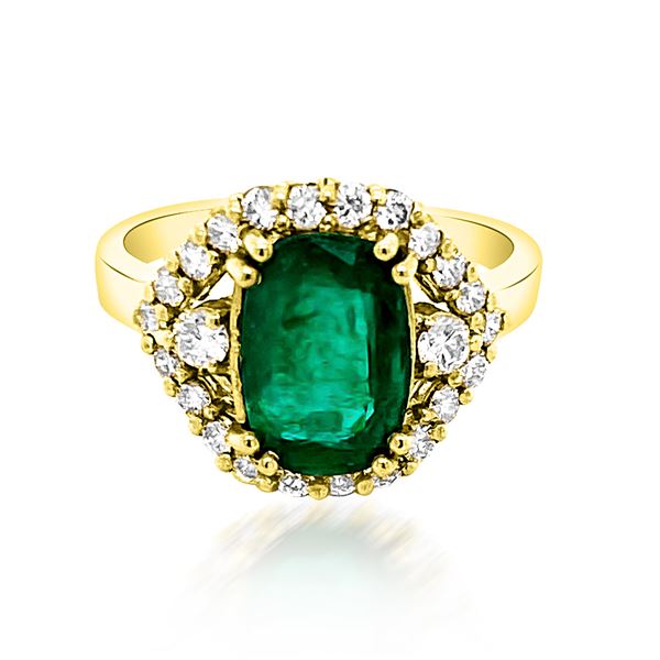 2.46ct Natural Emerald 18K Yellow Gold 5.5gm Ring