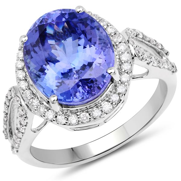 5.98ct Tanzanite 14K White Gold Ring