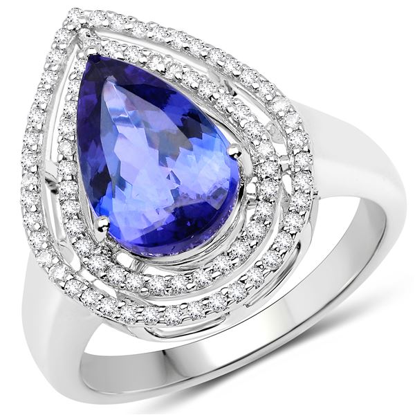 3.12ct Tanzanite 14K White Gold Ring