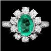 Image 1 : 14k White Gold 1.50ct Emerald 1.45ct Diamond Ring