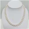 Image 2 : 9-9.5mm Akoya Pink Overtones Round Pearl Necklace with Gold Clasp