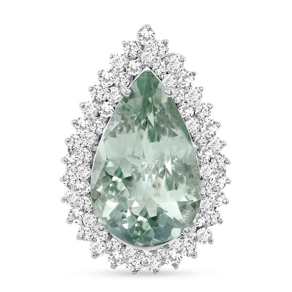 10.52ct Pear Green Amethyst & Diamond Ring