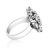 Image 2 : 14K White Gold Natural Emerald and Diamond Ring