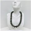 Image 1 : 15-17mm Tahitian Dark Green Round Pearl Necklace with Gold Clasp