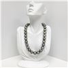 Image 1 : 14-16mm Tahitian Silver Gray Near-Round Pearl Necklace with Gold Clasp